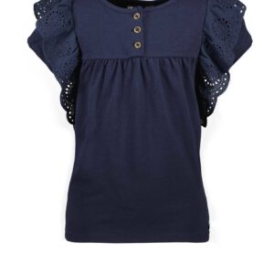 Like Flo Meisjes t-shirt met borduurwerk - Marine blauw