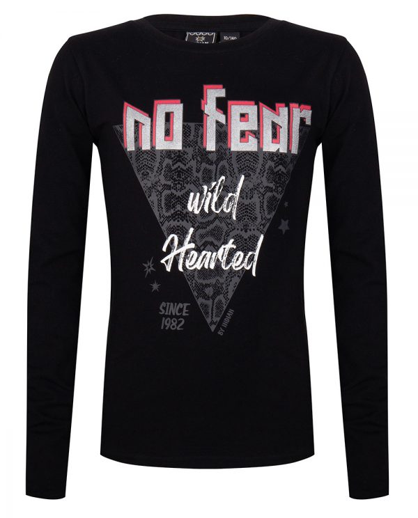 Indian Blue Jeans Meisjes shirt 'No Fear' - Zwart