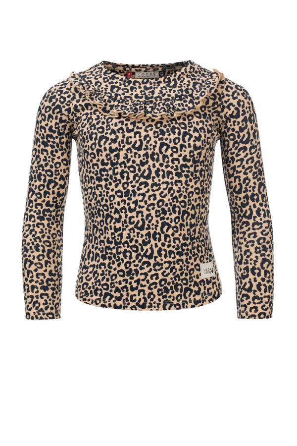 LOOXS Little Meisjes shirt rib - Sandy luipaard