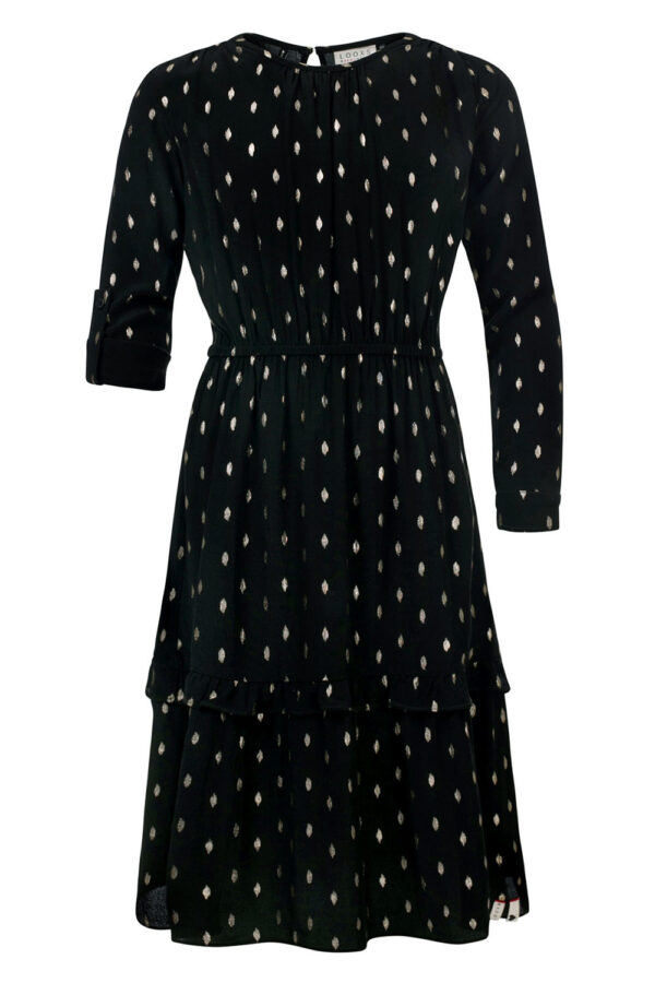 LOOXS 10sixteen Meisjes jurk lang foil - Zwart