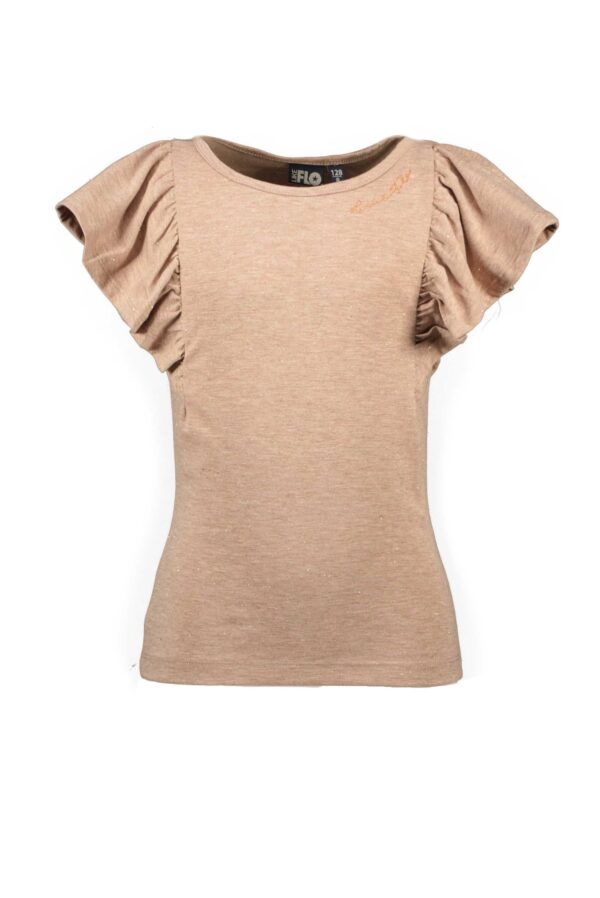 Like Flo Meisjes t-shirt ruffel - Taupe