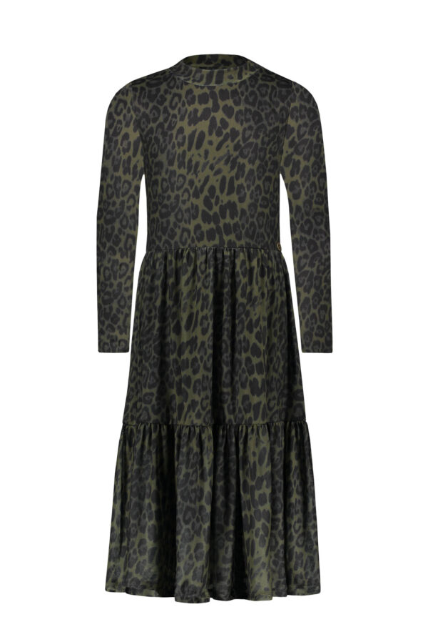Like Flo Meisjes jurk lang - AOP mesh - Army