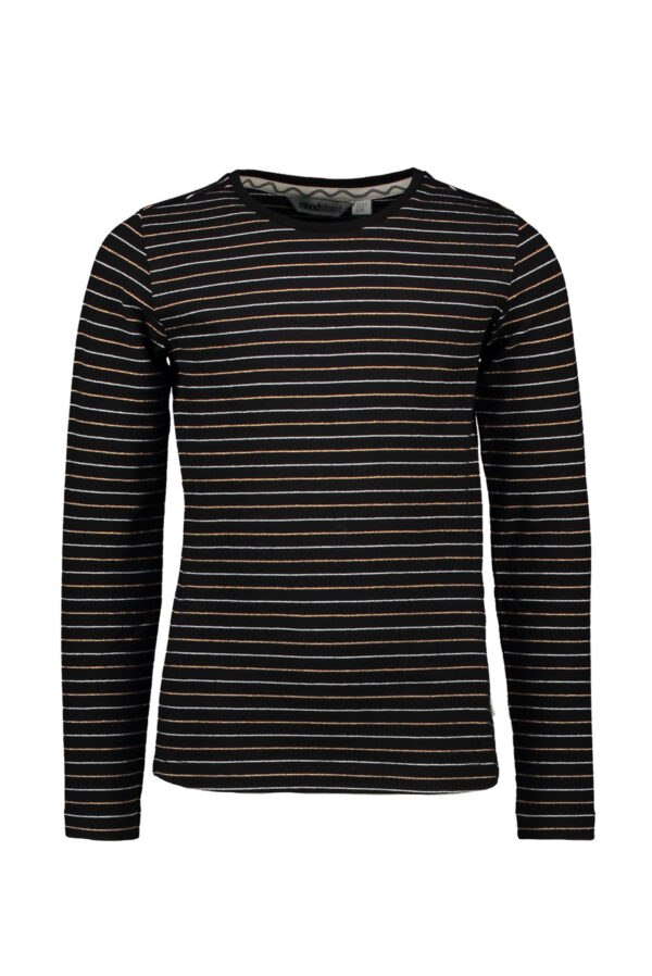 Moodstreet Meisjes shirt - Lurex streep - Zwart