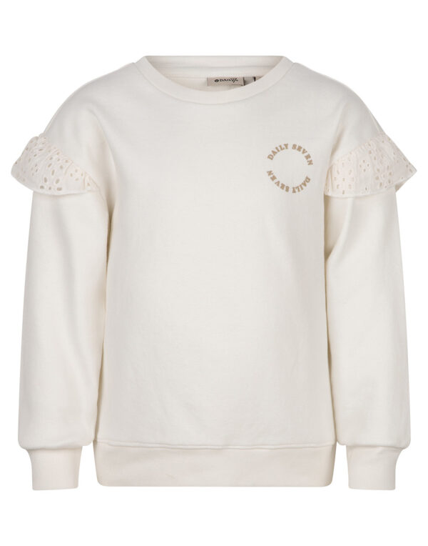 Daily7 Meisjes shirt broderie ruffel - Off White