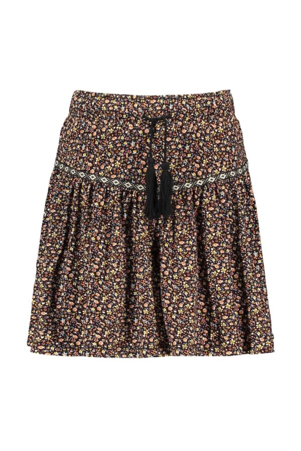 Like Flo Meisjes rok - Zwart bloemen