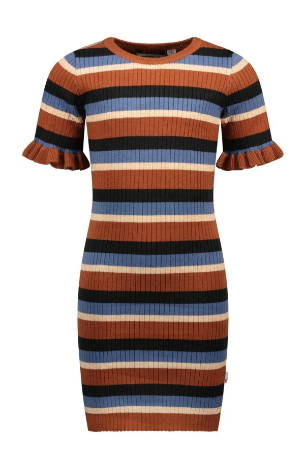 Moodstreet Meisjes jurk gestreept - Zwart