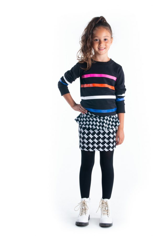 B.Nosy Meisjes sweater gekleurde streep - Zwart