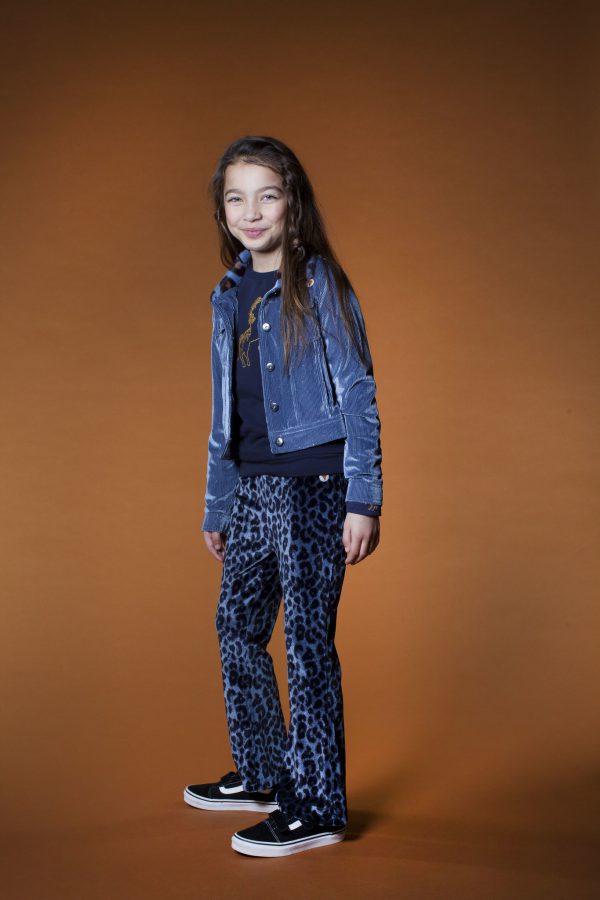 Moodstreet Meisjes flair broek nepbont - Marine blauw