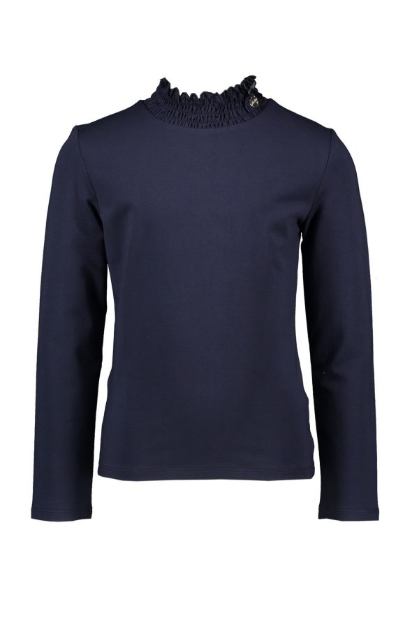 Le Chic Meisjes shirt smok kraag - Marine blauw