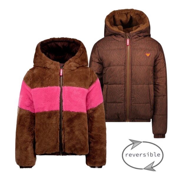 B.Nosy Meisjes reversibel winterjas AOP - Bruin tijger