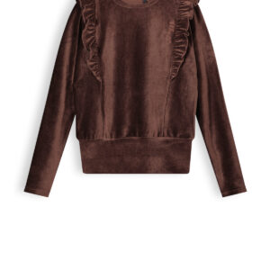 NoBell Meisjes shirt velours jersey rib - Kex - Donker roast bruin