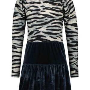 Like Flo Meisjes jurk puffy met plisse rok - Zebra