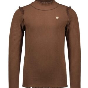 Like Flo Meisjes top rib met col - Choco