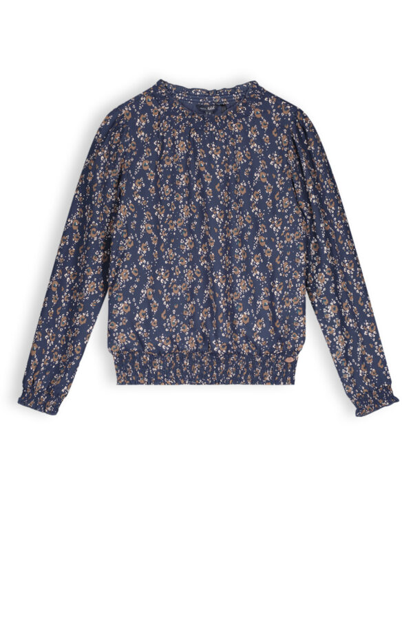 NoBell Meisjes blouse print - Tipi - Navy blauw