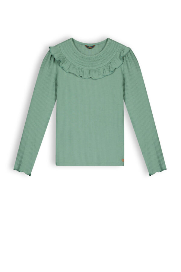 NoNo Meisjes shirt jersey rib - Kris - Loden Frost Groen