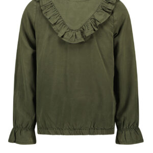 Like Flo Meisjes blouse ruffel - Army