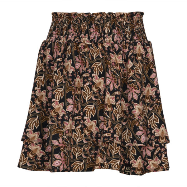 KIEstone Meisjes rok - Ilse - Bruin bloemen