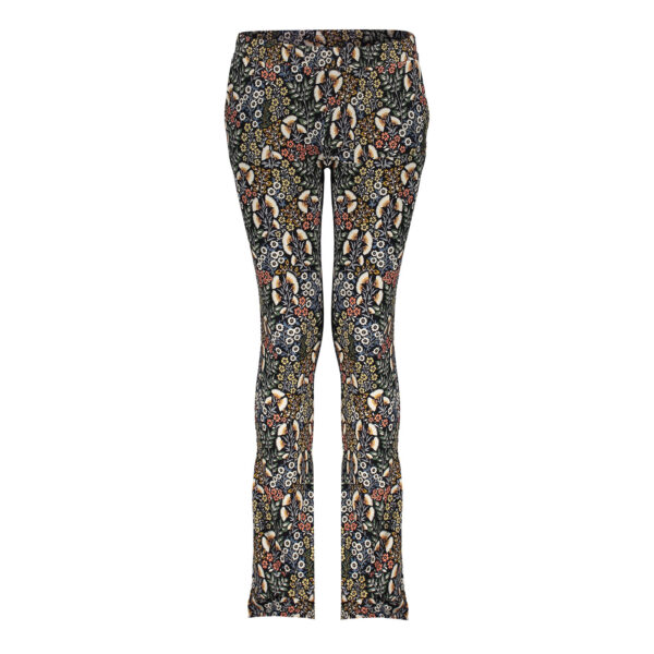 Geisha Meisjes flair broek - Bloemen - Zwart / Koraal