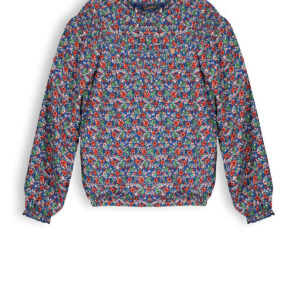 NoNo Meisjes blouse floral - Tanily - Ensign blauw