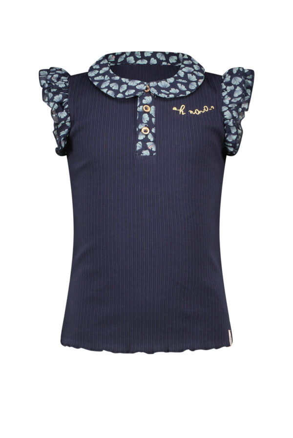 NoNo Meisjes t-shirt rib - Kami - Navy blauw