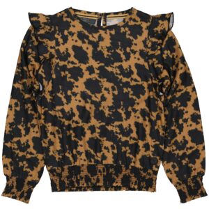 LEVV Meisjes blouse - Annemae - AOP bruin tie dye