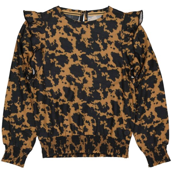 LEVV Meisjes blouse - Annemae - AOP bruin tie dye