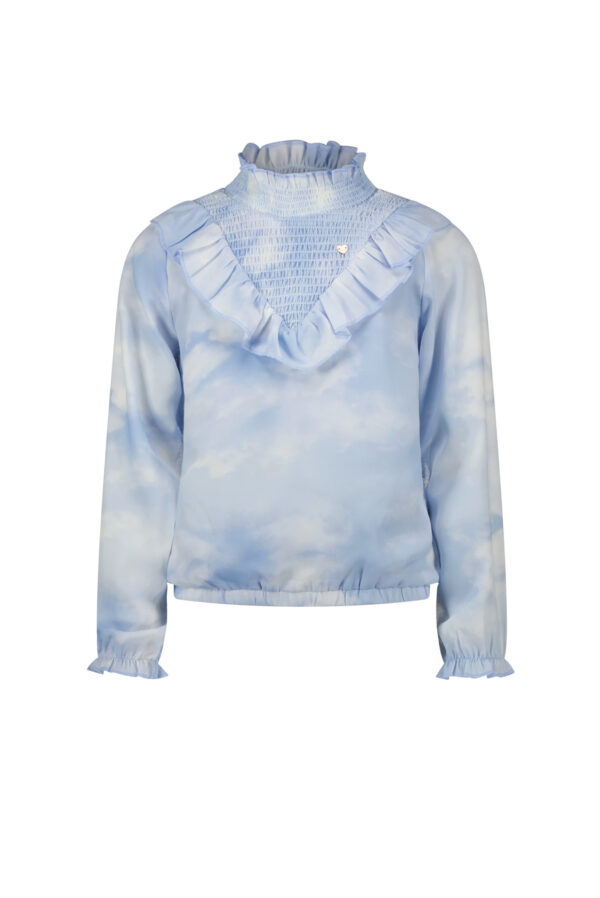 NoNo Meisjes blouse smock V - Tisja - Kentucky blauw