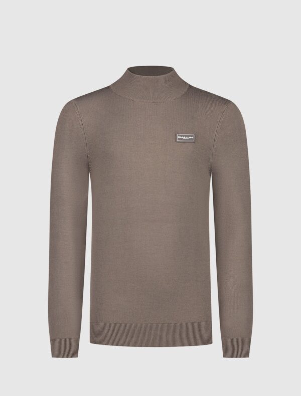 Ballin Jongens trui met col met badge - Taupe