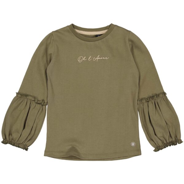 LEVV Little Meisjes shirt - Gerdien - Olijf groen