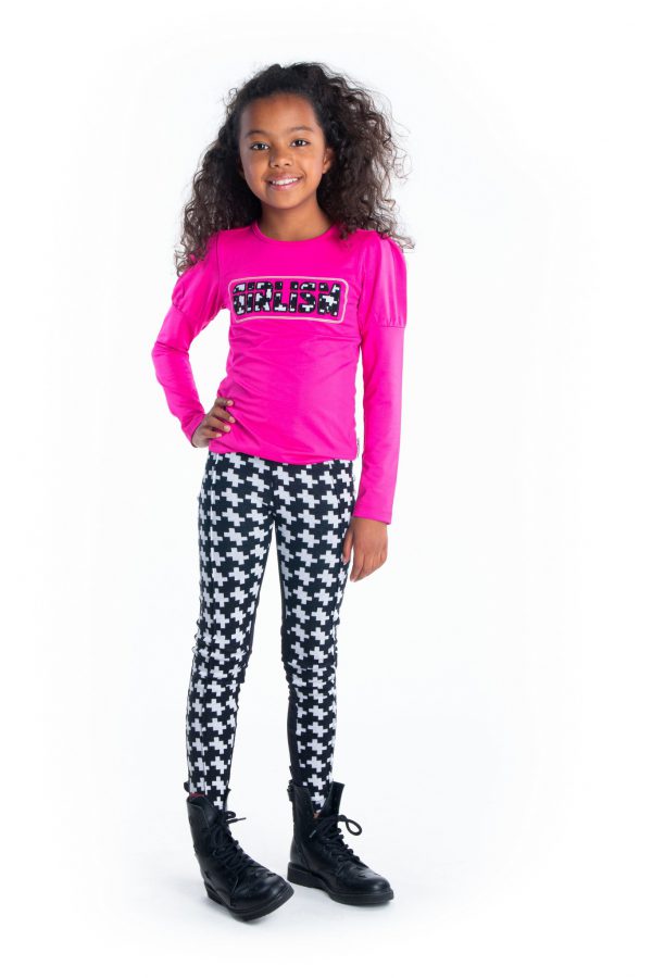B.Nosy Meisjes shirt pofmouwtje - Roze glo