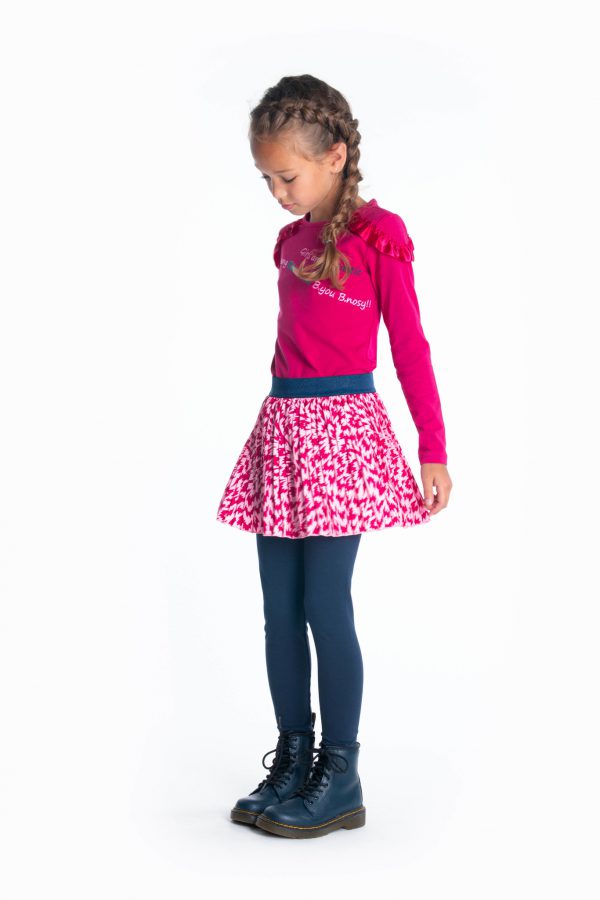 B.Nosy Meisjes shirt ruffel op schouder - Sangria