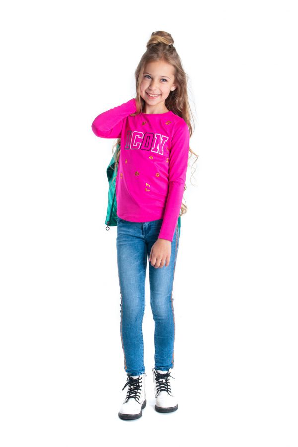 B.Nosy Meisjes shirt borduursel - Roze glo