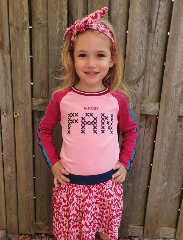 B.Nosy Meisjes shirt raglan 'FAN' - Sorbet