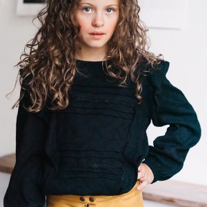 TOPitm Meisjes blouse kant - Anita - Zwart