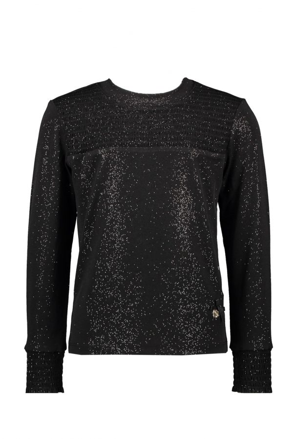 Le Chic Meisjes shirt glitter fleece - Zwart