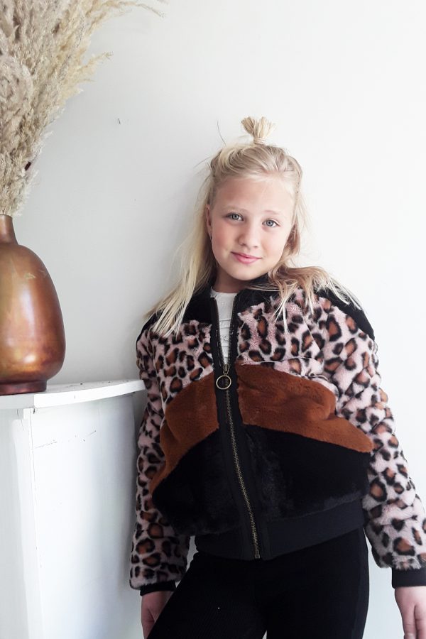 TOPitm Meisjes winterjas - Anouk - AOP luipaard