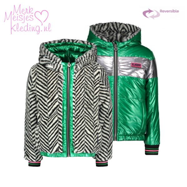 B.Nosy Meisjes winterjas reversibel - Jade groen