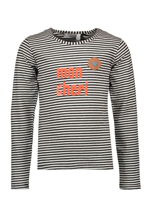 Bampidano Meisjes shirt - Charmaine - Antraciet gestreept