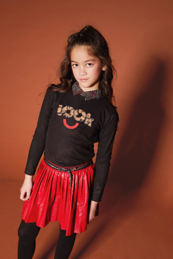 NoNo Meisjes shirt suede rib - Kus - Zwart